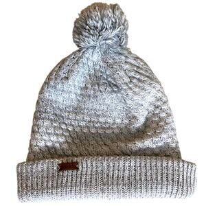 Adidas Woman's Beanie Pompom OS Gray Cream Winter Knit Hat